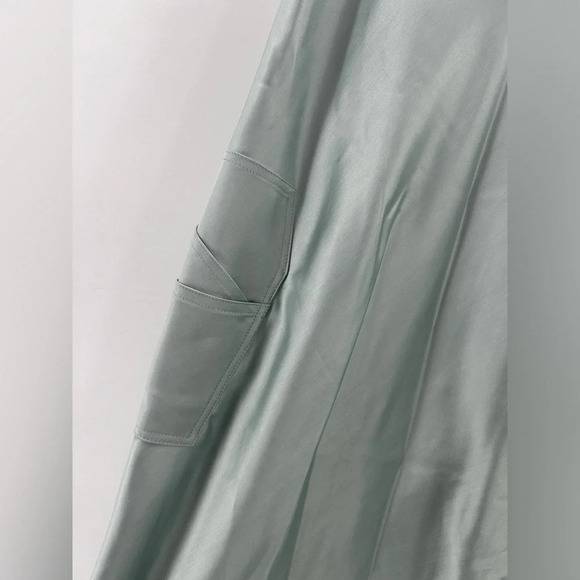 NWT OFF-WHITE Satin Flared Skirt Light Blue  IT 38 (XS) Stain - Picture 3 of 16